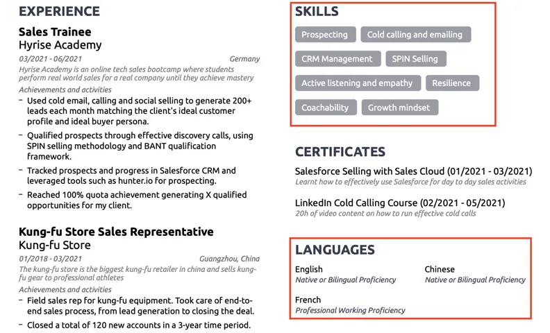 Make a top CV for sales employers