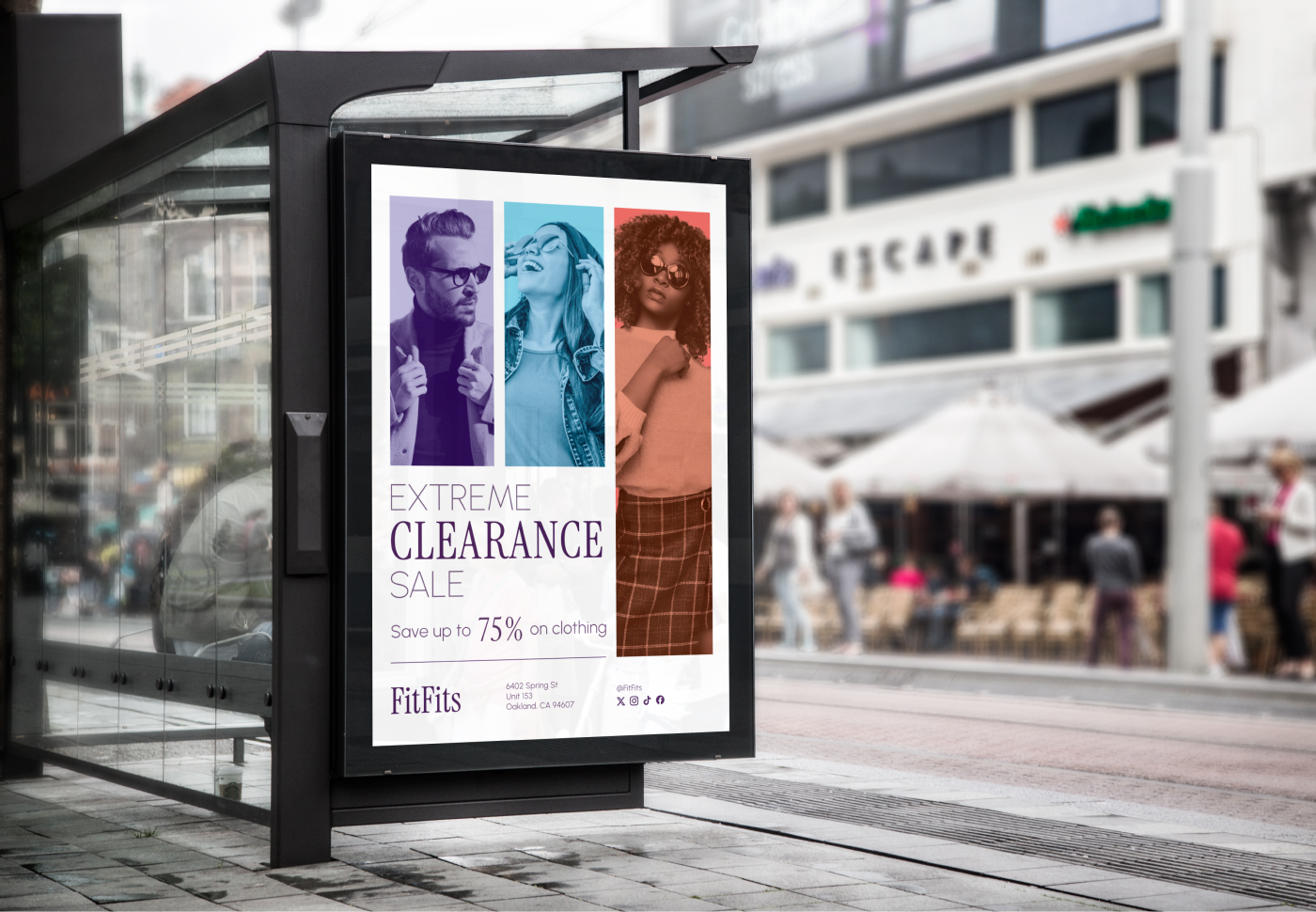 The flyer on a bus stop ad.