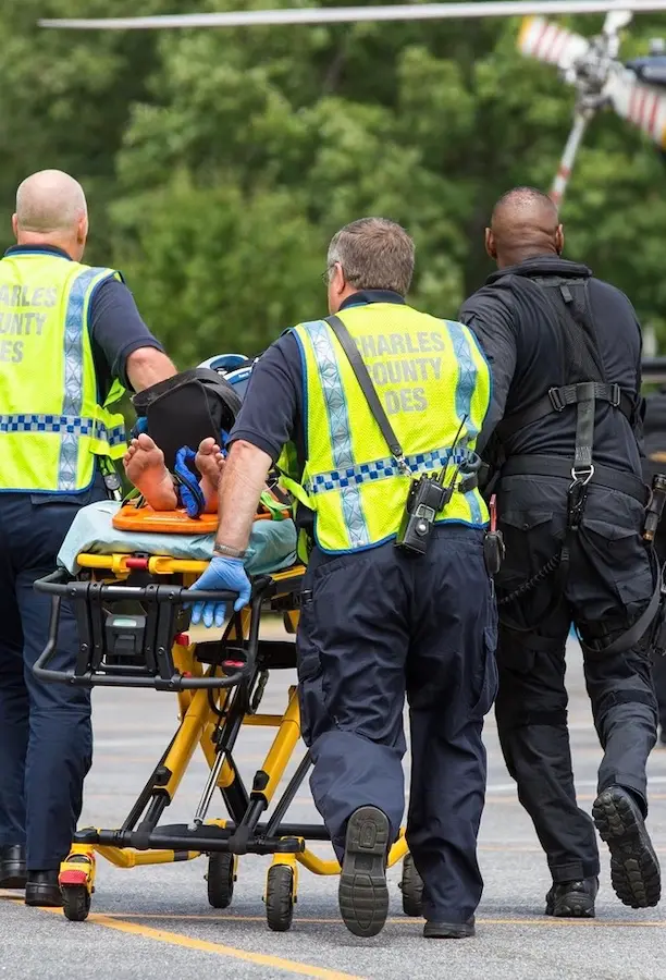 EMS in front of ambulance