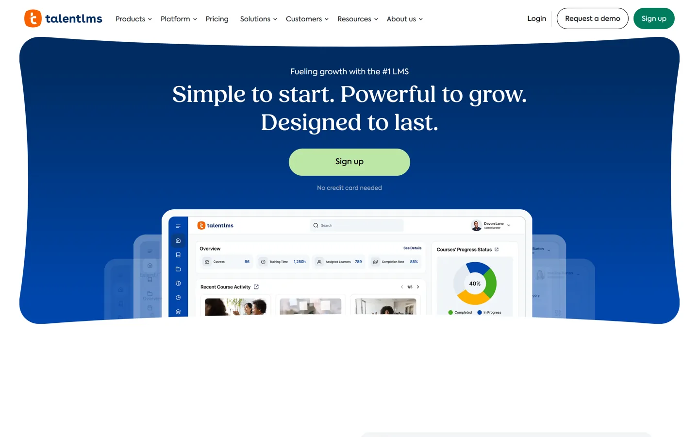 TalentLMS homepage - lightweight learning management system