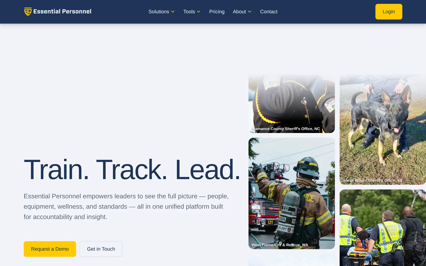 Essential Personnel homepage - fire department training system of record