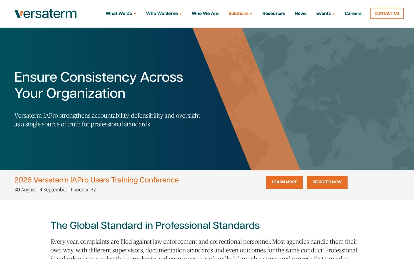 Versaterm IAPro page - internal affairs and professional standards software