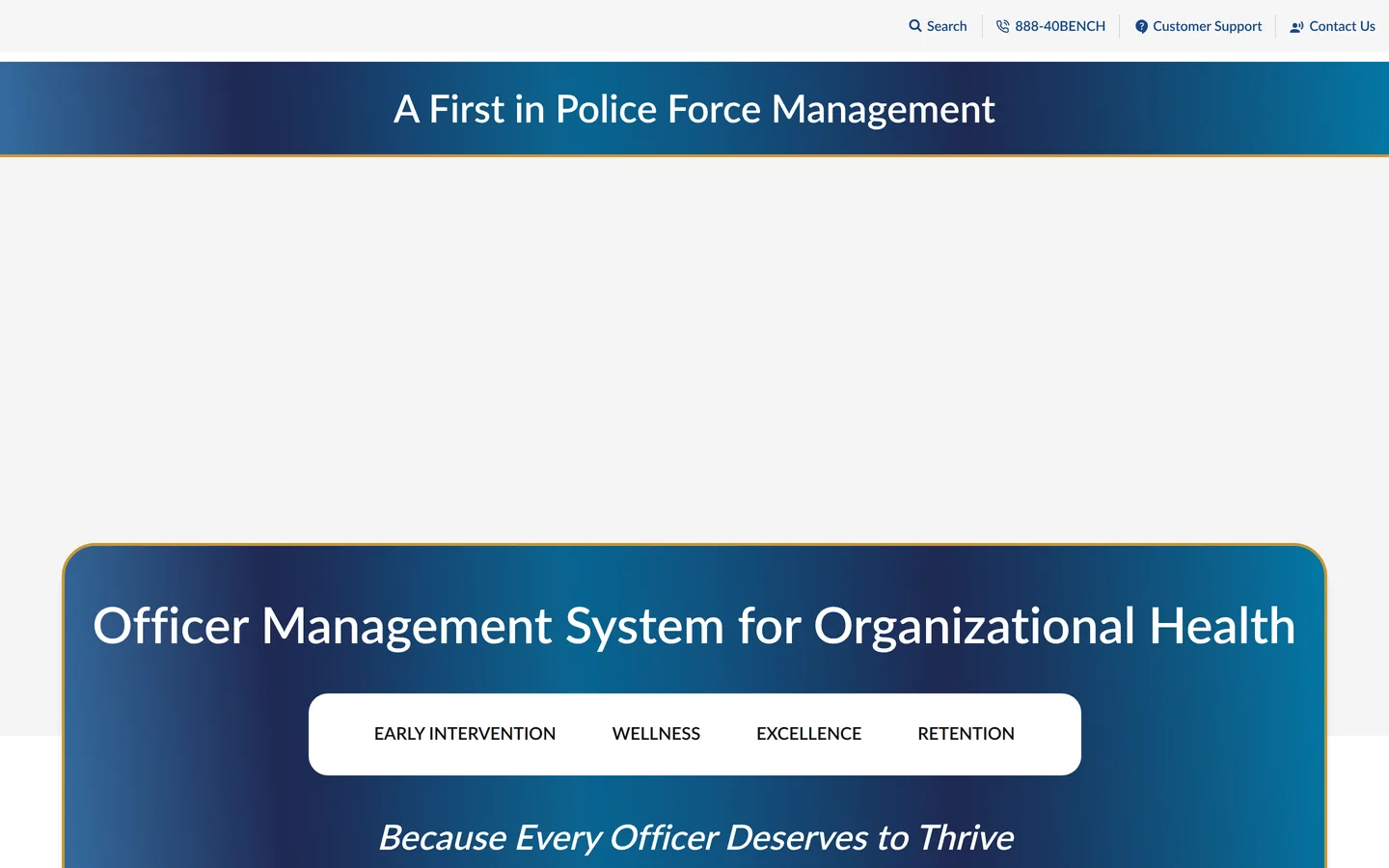 Benchmark Analytics homepage - police officer performance and early intervention platform