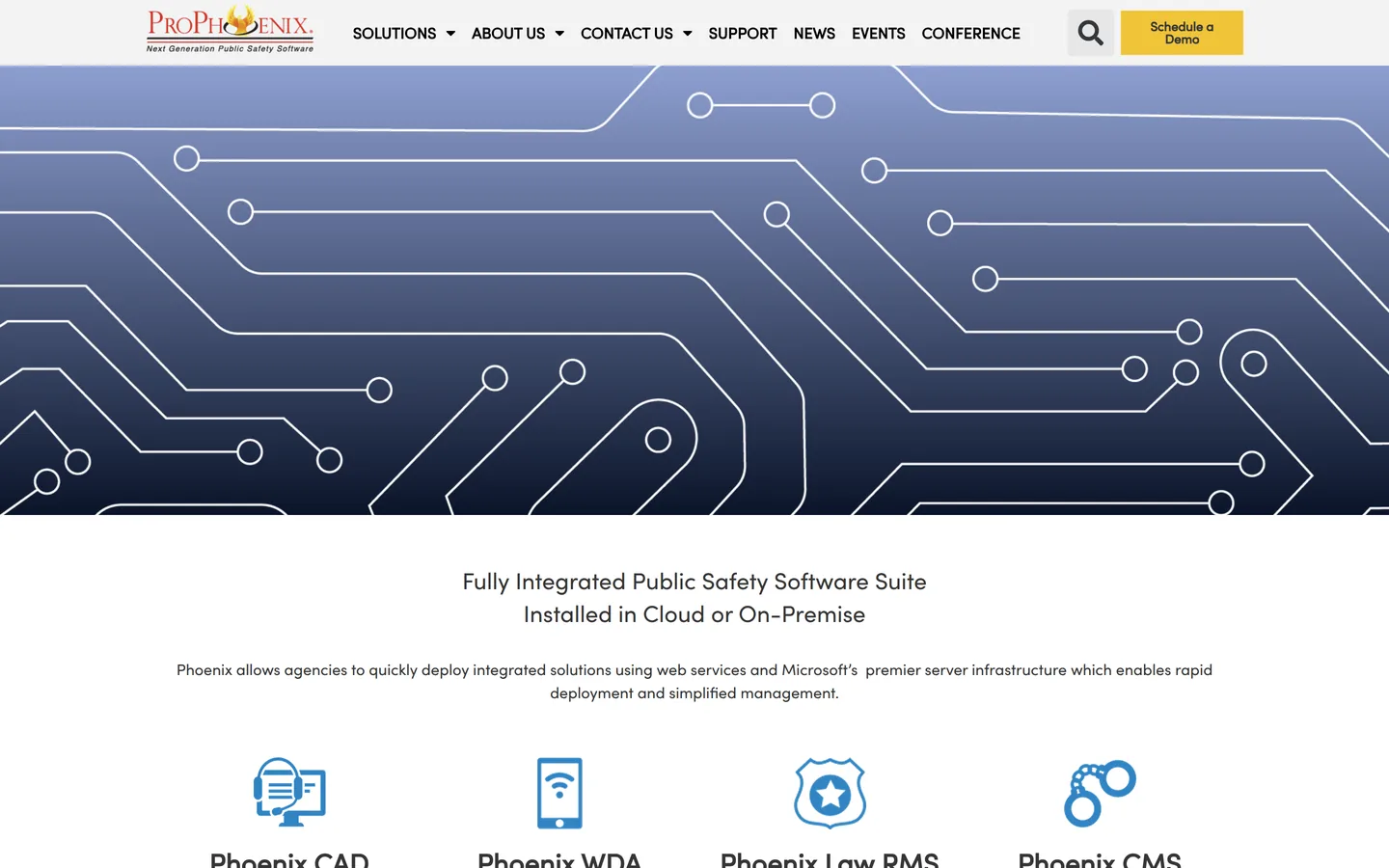 ProPhoenix homepage - public safety CAD and records management with internal affairs