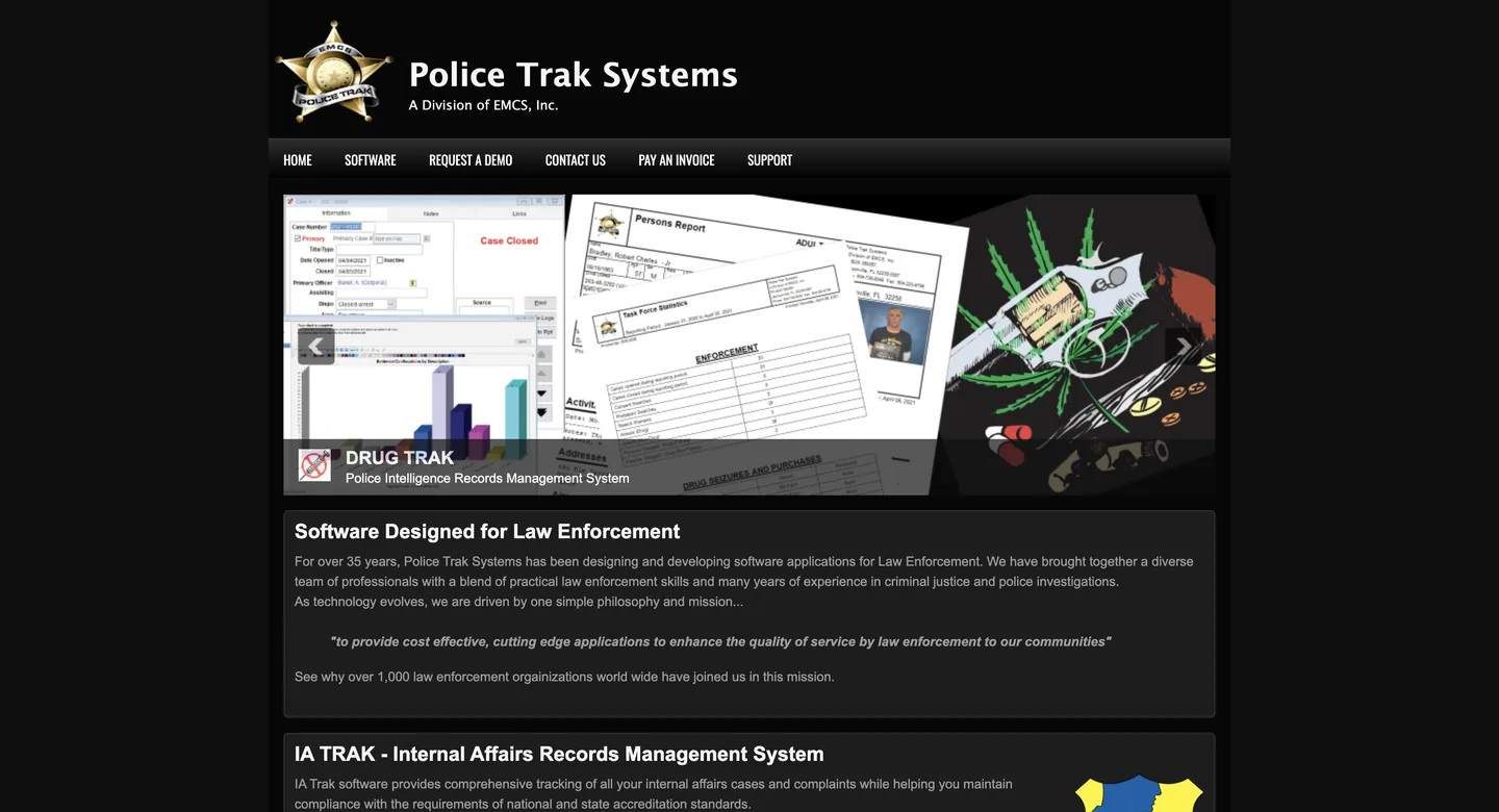 Police Trak Systems homepage - IA Trak internal affairs and early warning software