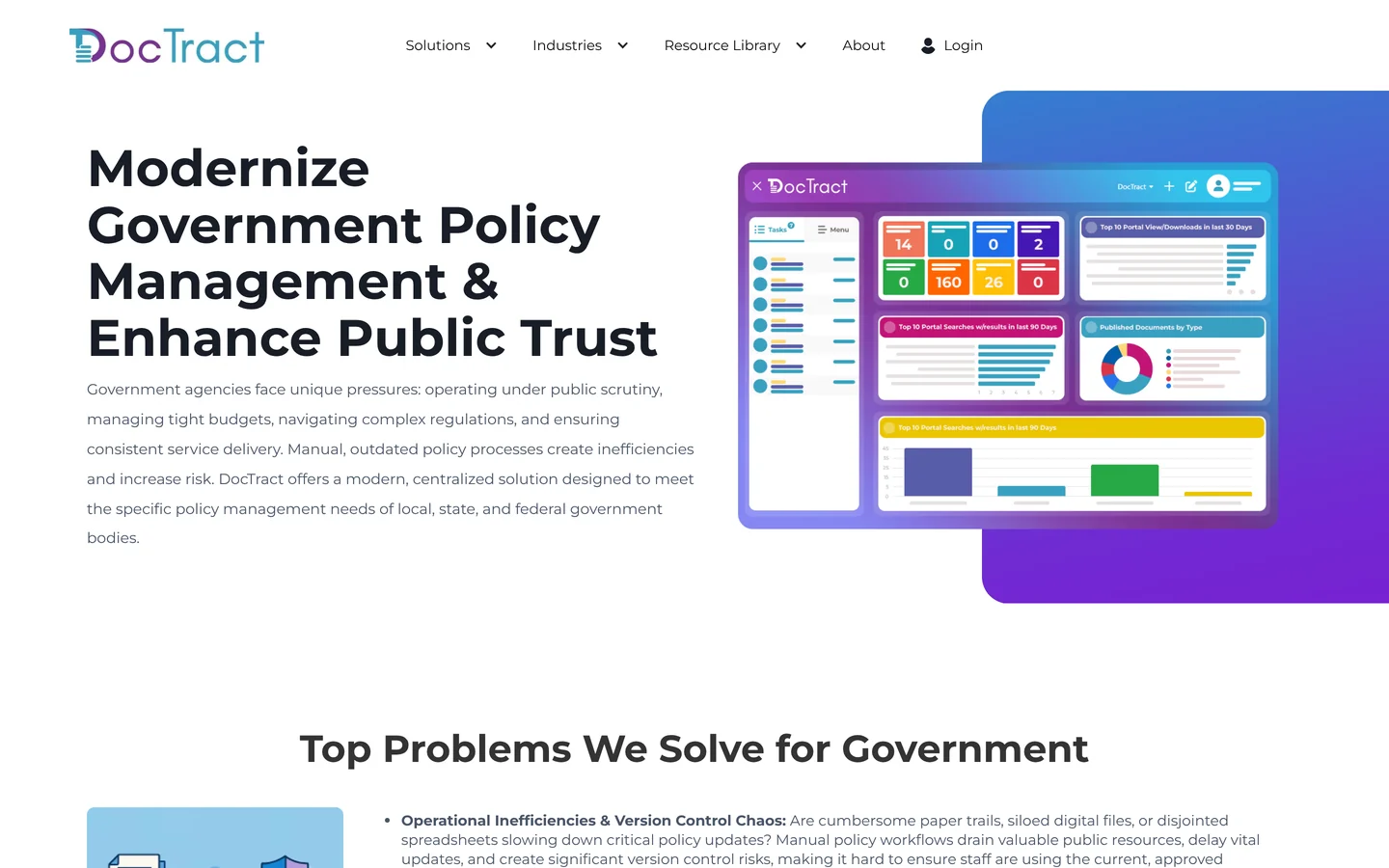 DocTract government page - government policy management and attestation tracking