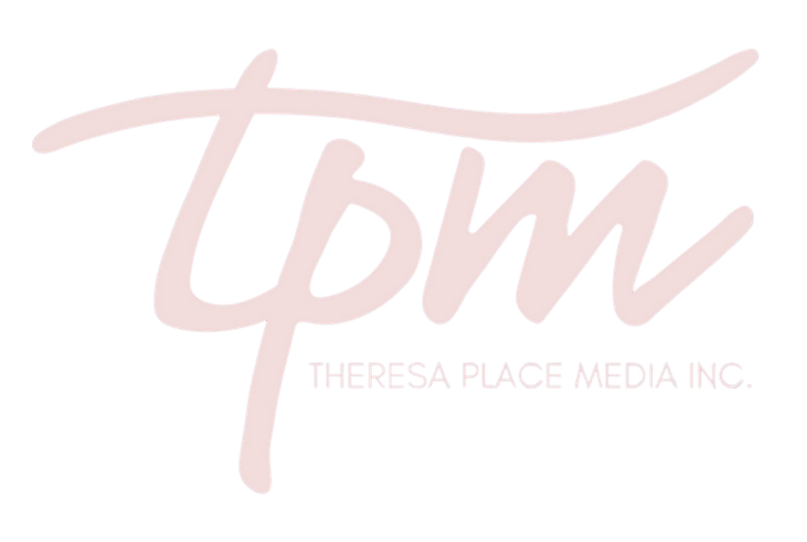 Logo with stylized letters 'tpm' above the text 'THERESA PLACE MEDIA INC.'