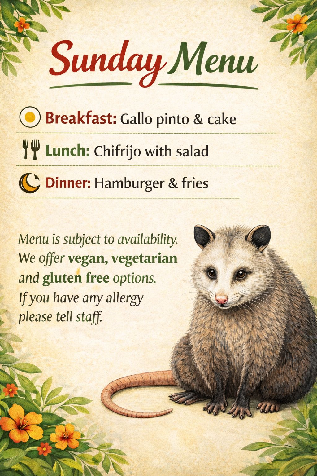 Weekly Volunteer Diet Rotation