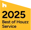Badge with Houzz logo and text '2025 Best of Houzz Service'.