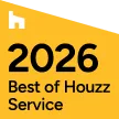 2026 Best of Houzz Service award badge with a stylized white 'h' on an orange-yellow background.