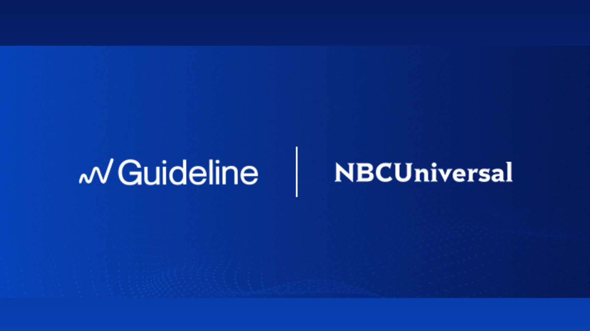 Guideline logo and NBC Universal logo together in white on a dark blue background