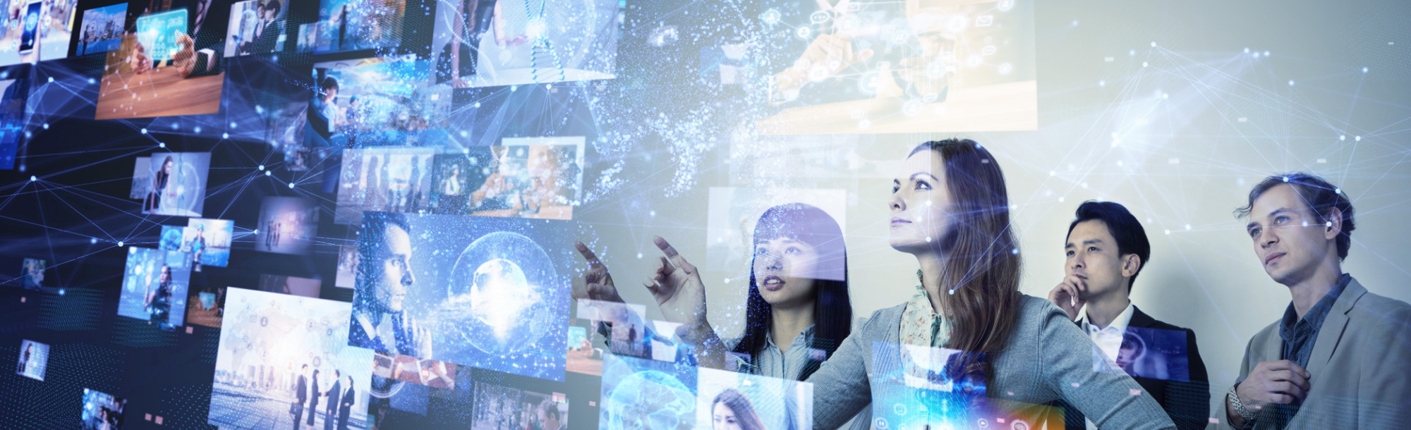 Two Toned Light Blue Bars with arrows coming from them; white arrow pointing up for digital, white arrow staying steady over TV, in white block letters it reads: "ad planning has quietly split into two speeds"