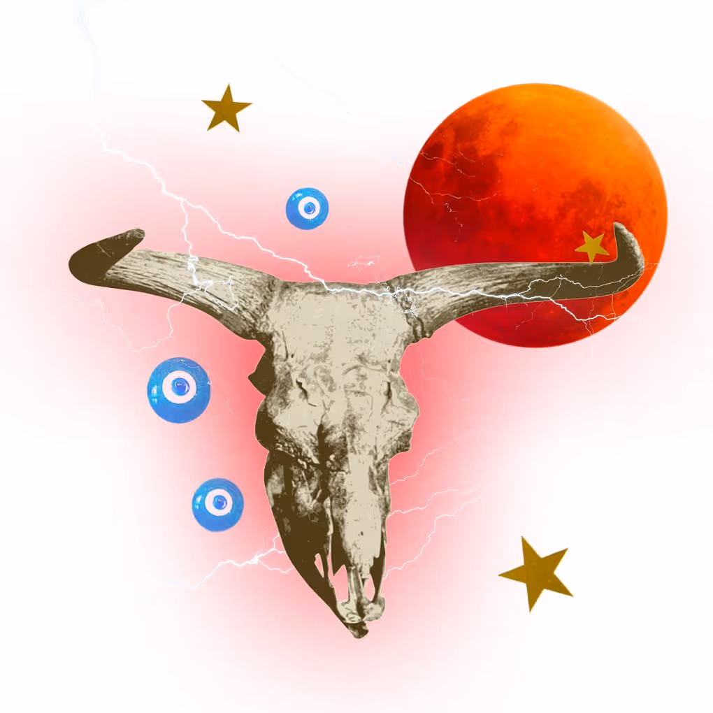 Collage for the lunar eclipse in Taurus.