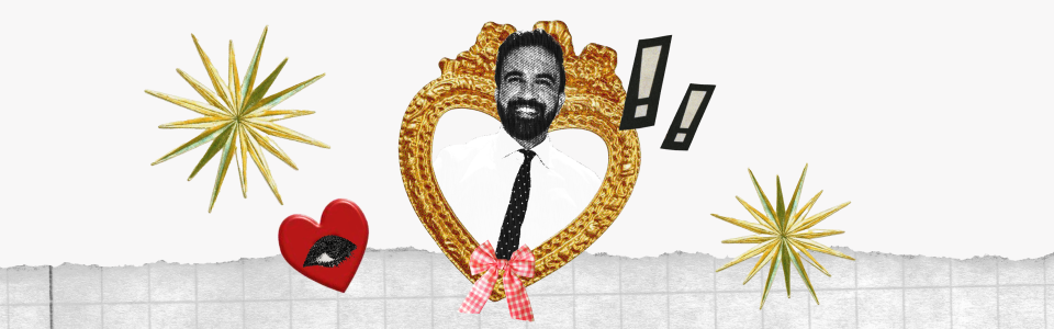 Why do we all love Zohran Blog — Collage of Zohran Mamdani in a heart frame with star bursts, a bow, and exclamation points.