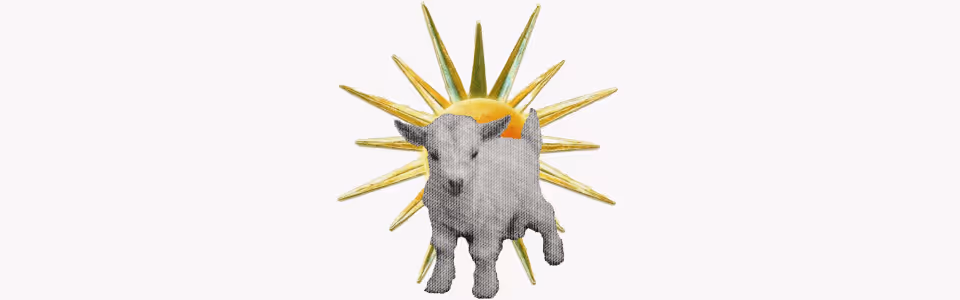 Horoscopes for the Sun in Capricorn — Collage of baby goat clip art in front of a gold sunburst.
