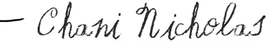 Chani Nicholas's signature.