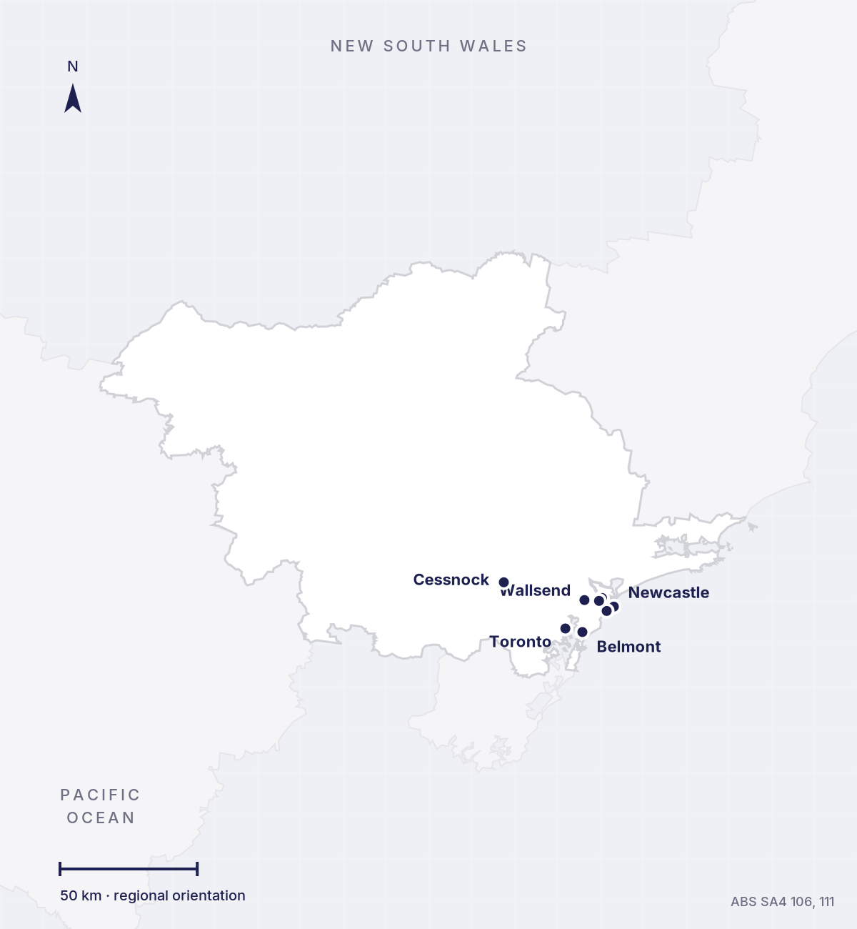 Map of the Greater Hunter territory, New South Wales