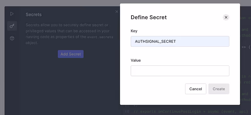 Defined the Authsignal Secret Key
