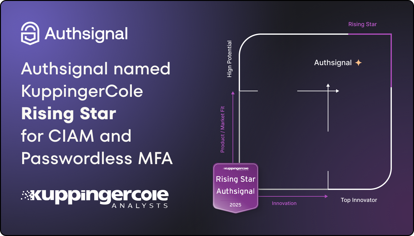 Authsignal recognized as a KuppingerCole Rising Star in CIAM and passwordless authentication