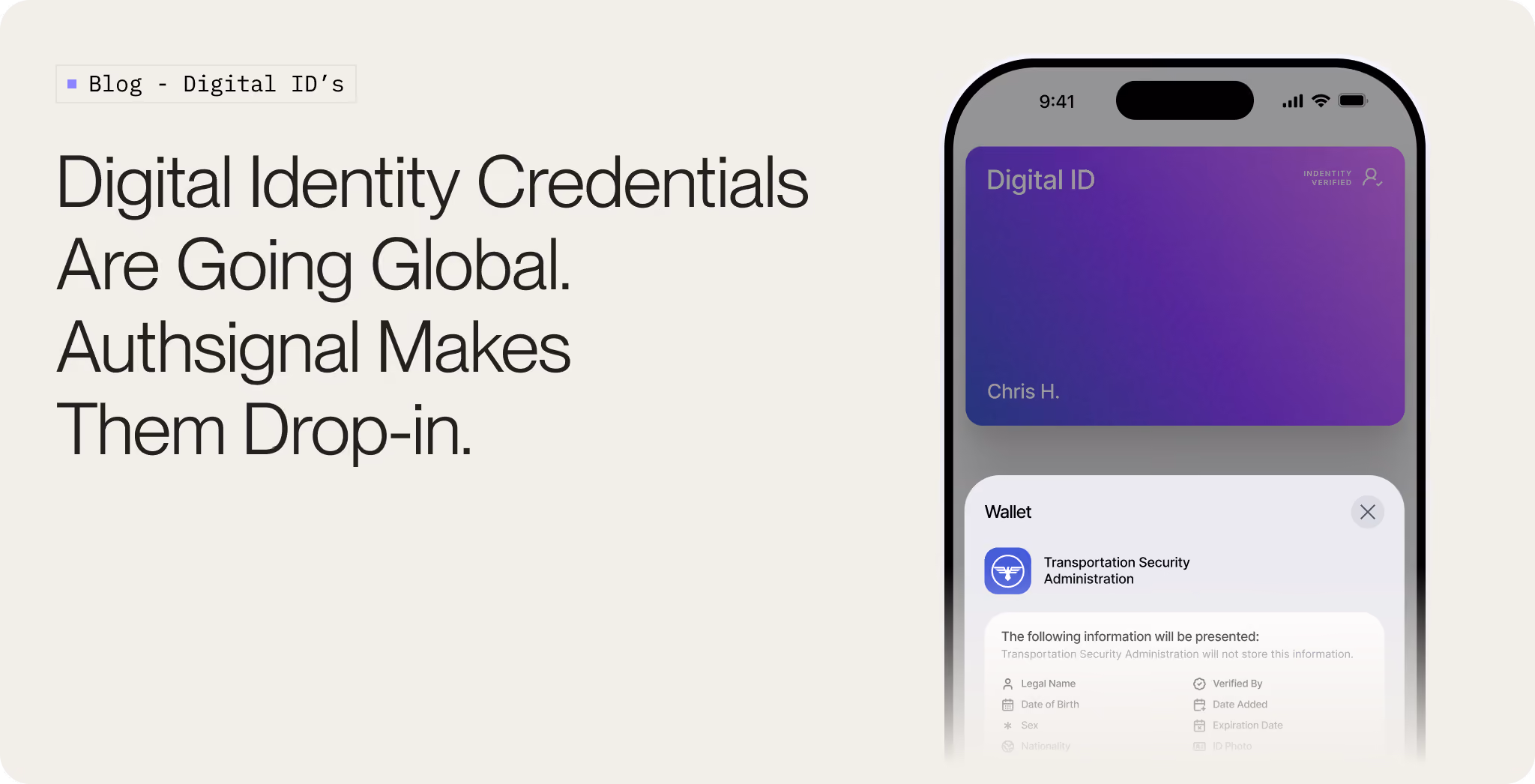 Digital identity credentials are going global. Authsignal makes them drop-in.