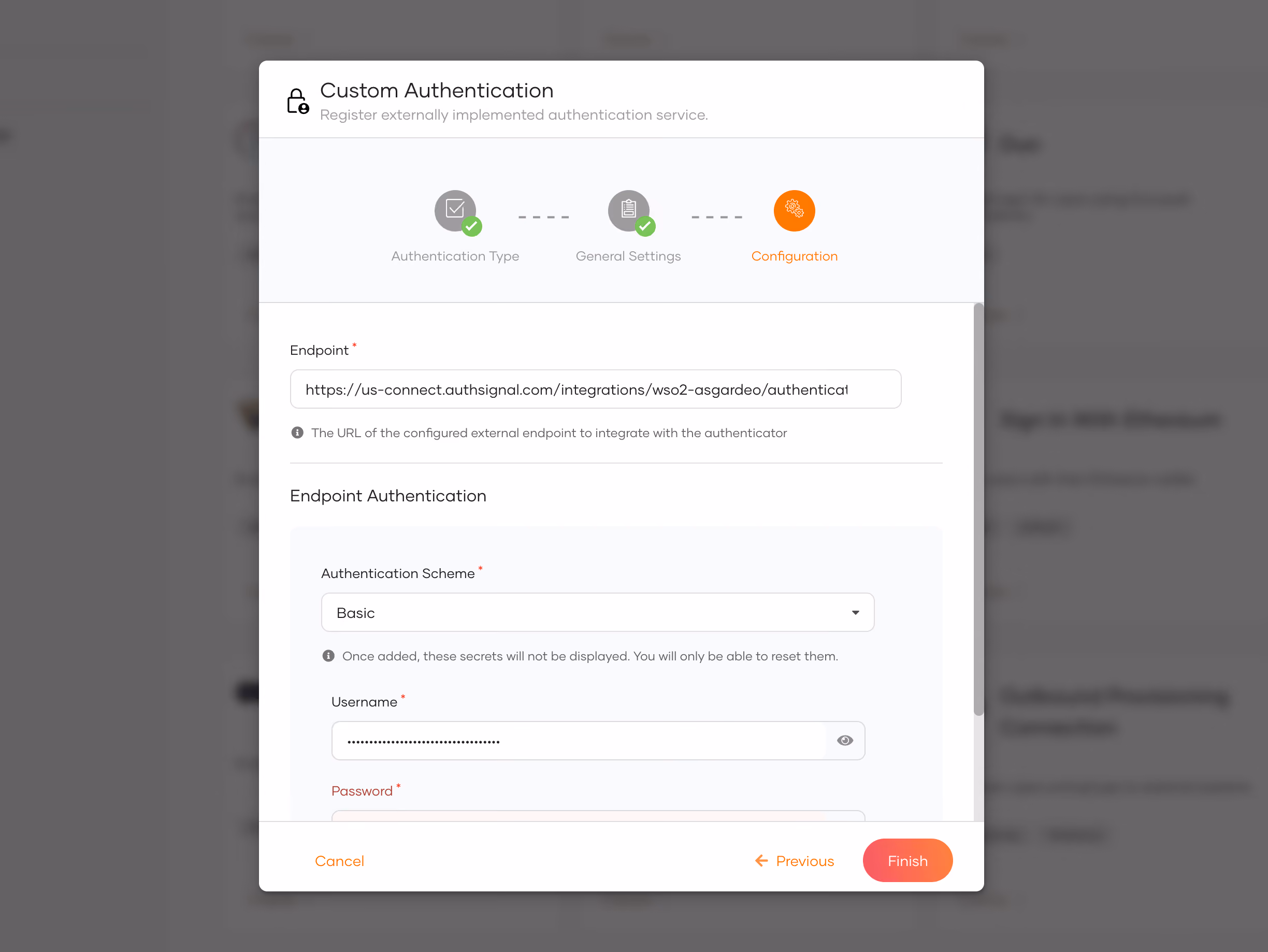 Configure the regional adapter endpoint and Basic authentication