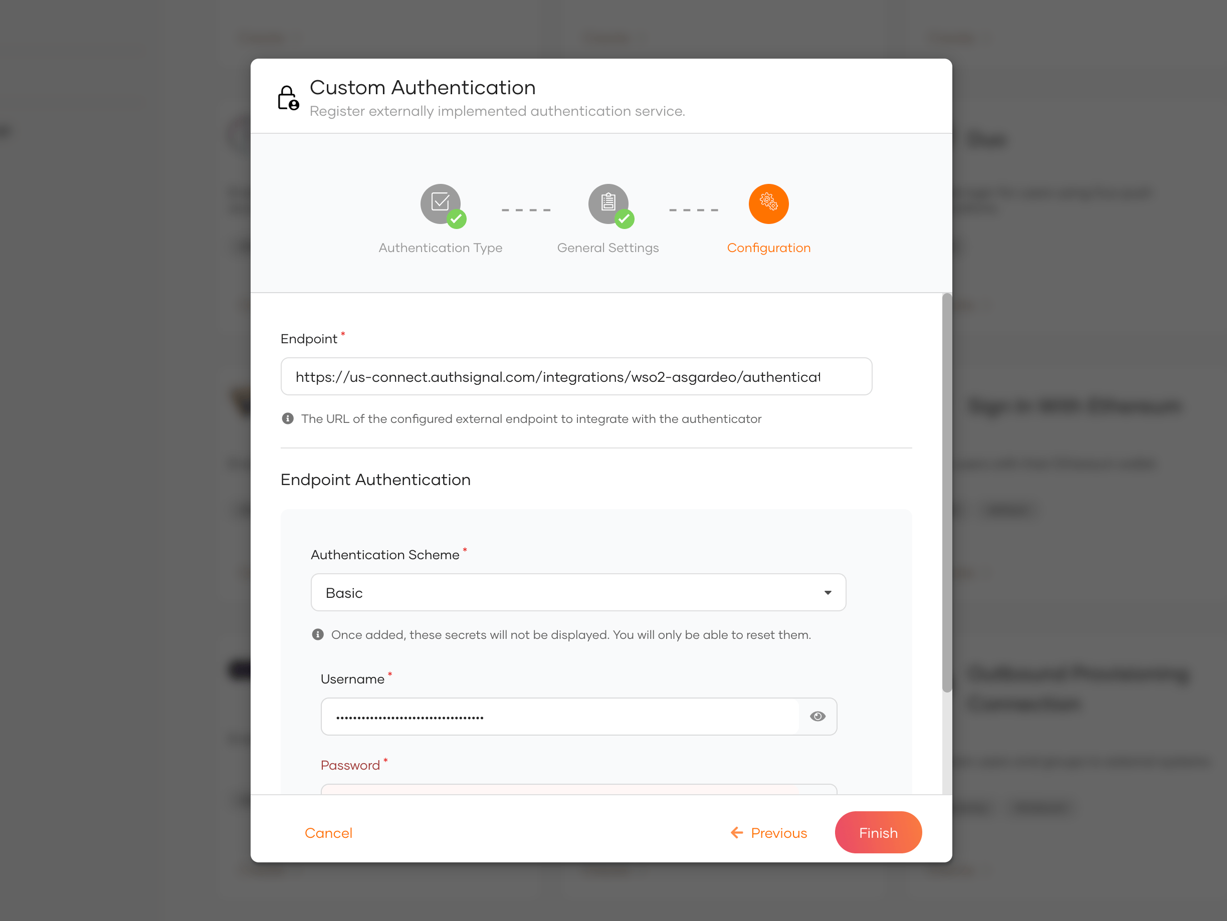 Configure the regional adapter endpoint and Basic authentication