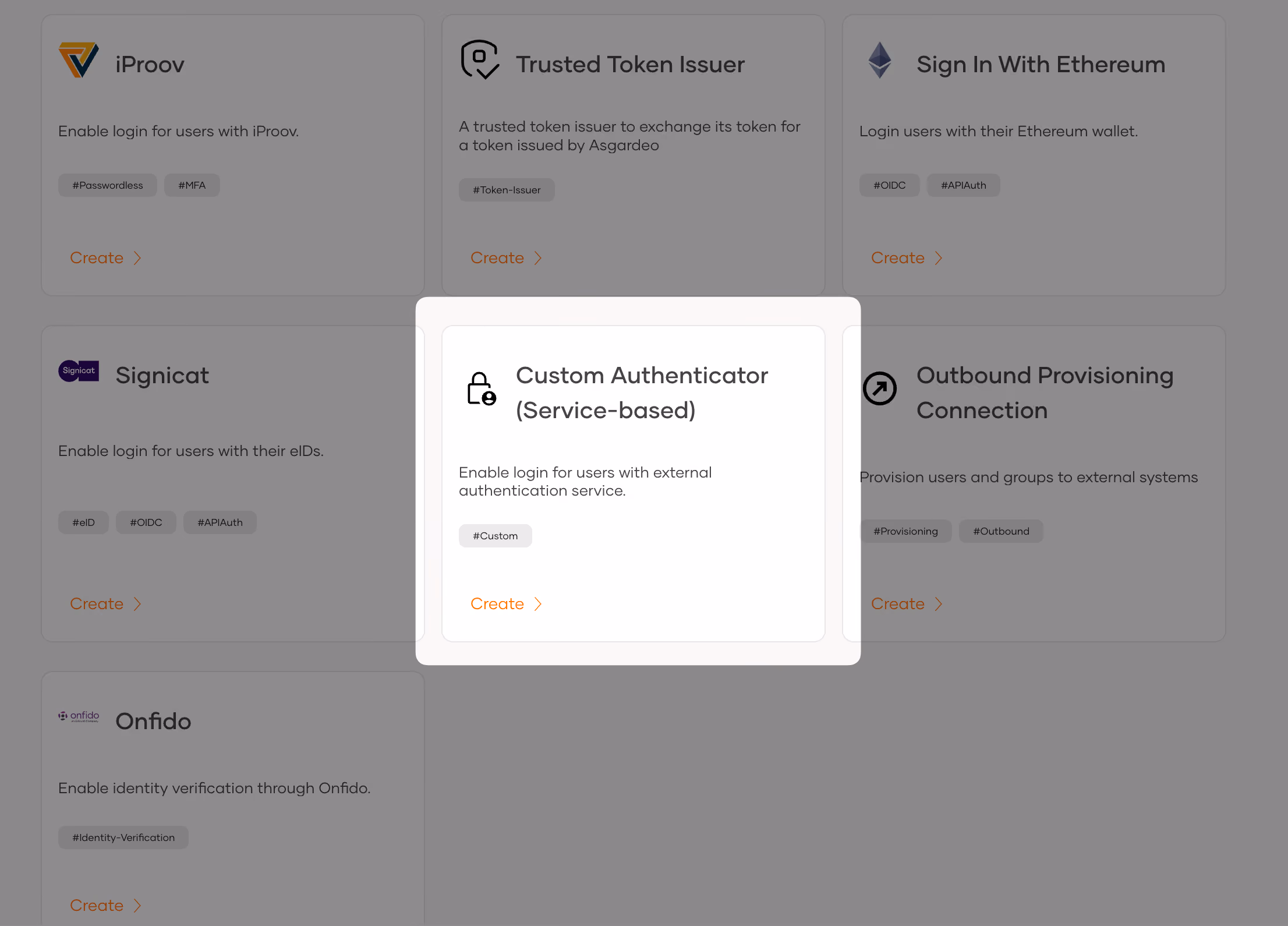 Choose Custom Authenticator (Service-based) in the WSO2 connection catalog