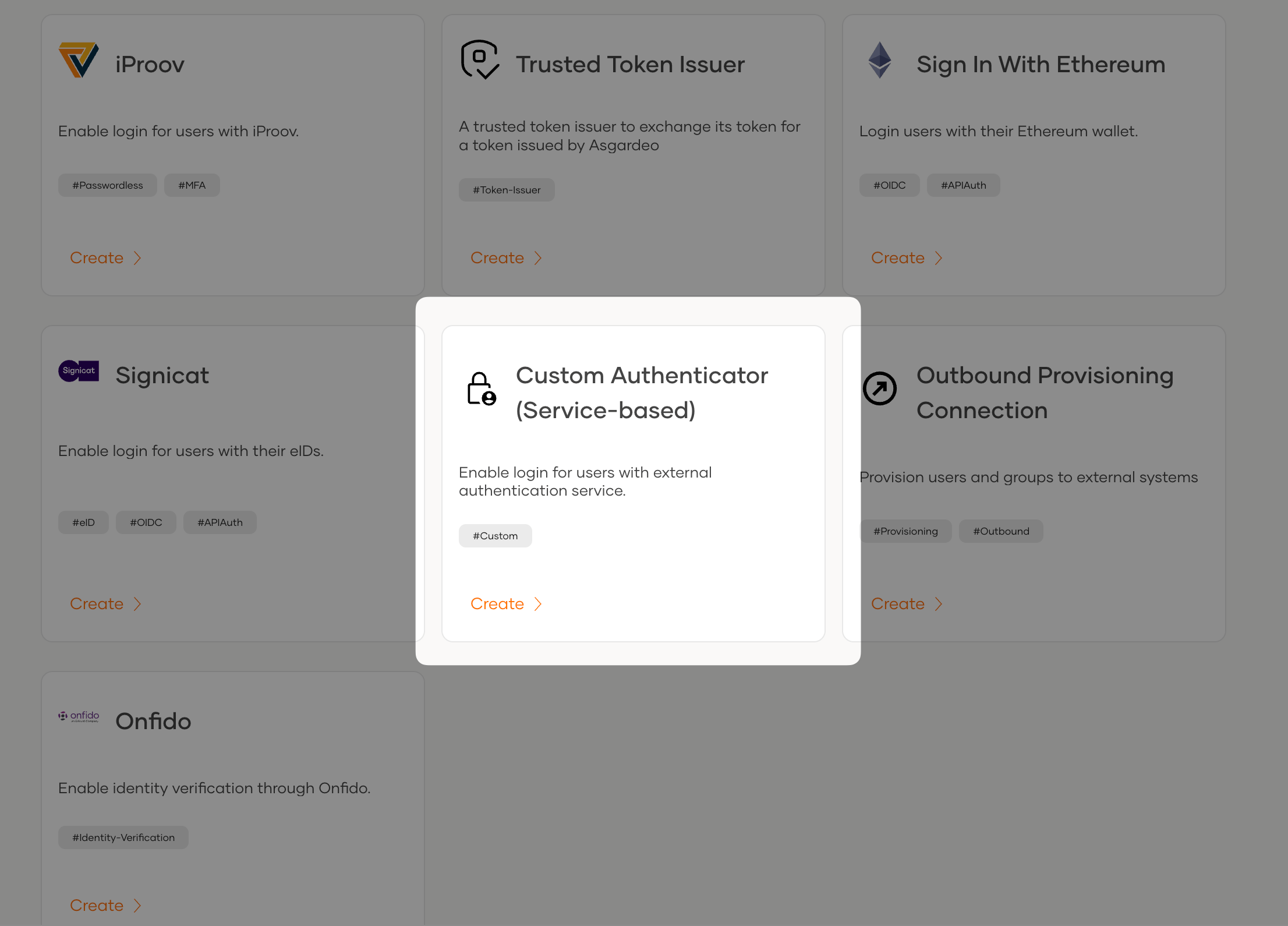 Choose Custom Authenticator (Service-based) in the WSO2 connection catalog