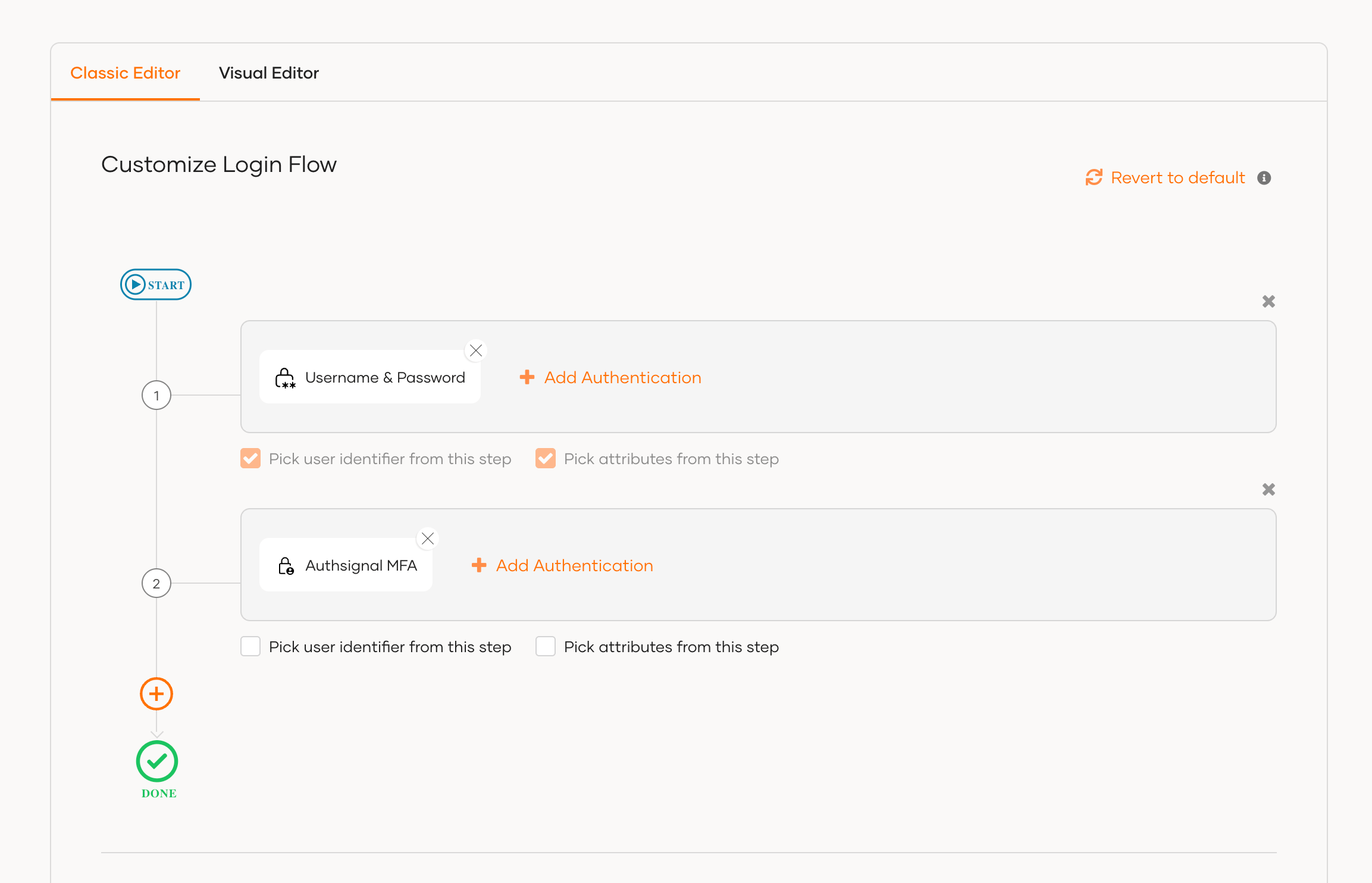 Add the Authsignal MFA connection as the second step in the login flow