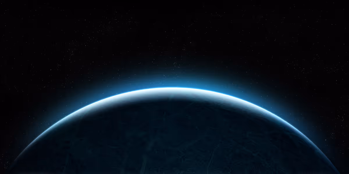 Planet silhouette illuminated by the sun