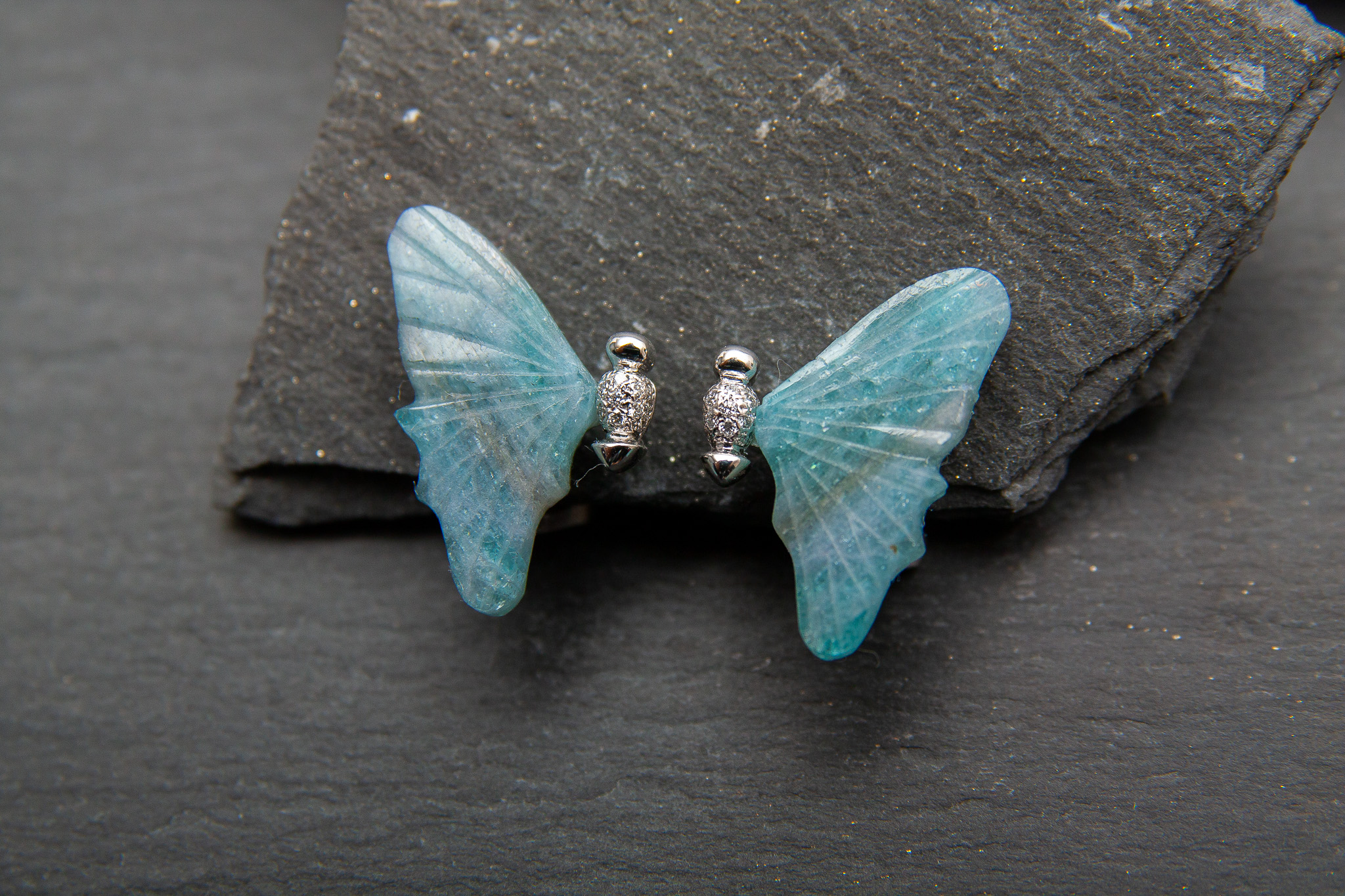 Ohrstecker in Weissgold 750 mit Turmalin und Diamanten im Brillantschliff