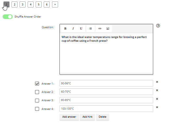 Editando perguntas do questionário dentro do Coursebox