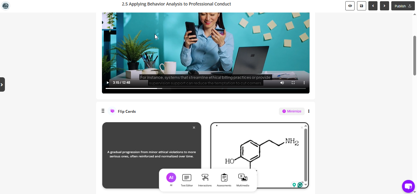 De interface voor slepen en neerzetten van Coursebox AI
