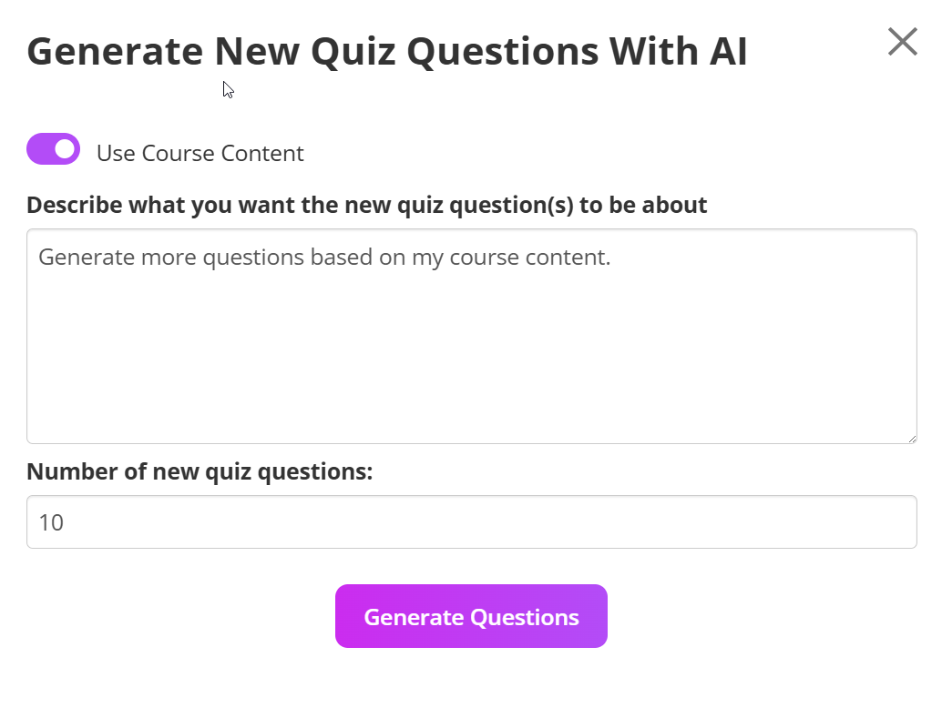 إنشاء اختبار باستخدام Coursebox AI