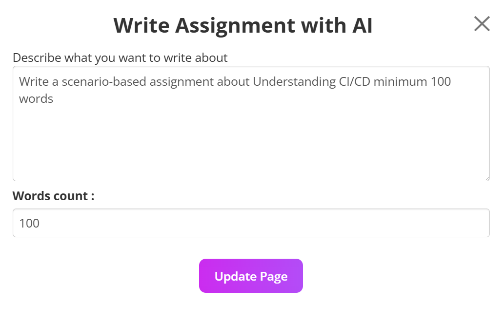 Coursebow AI-opdrachtschrijver