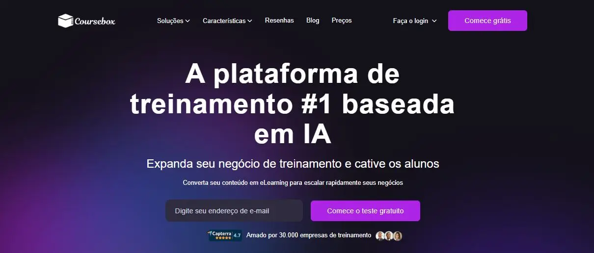 coursebox homepage portuguese