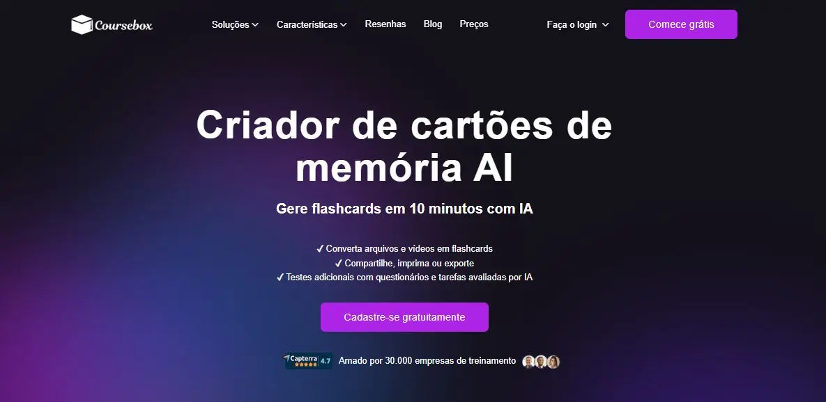 AI Flashcard Maker Portuguese Coursebox