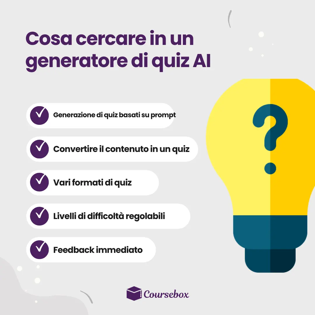 Cosa cercare in un generatore di quiz AI