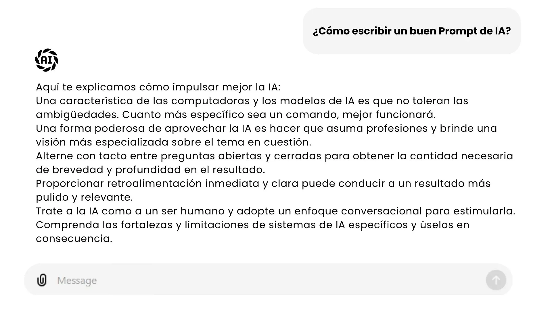 ¿Cómo escribir indicaciones de IA? 