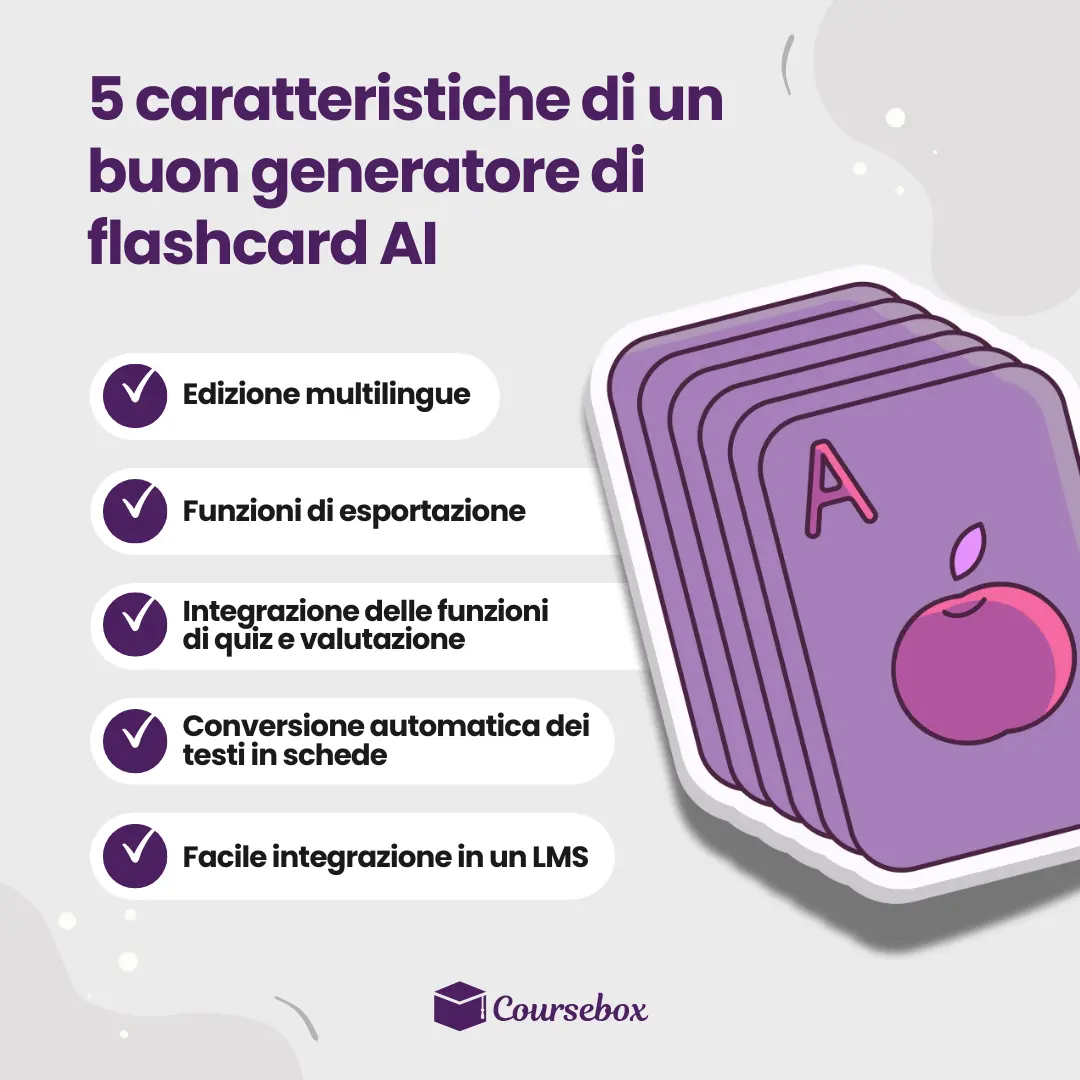 5 caratteristiche di un buon generatore di flashcard AI