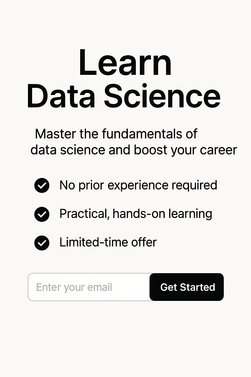 Example of a simple landing page on mobile devices