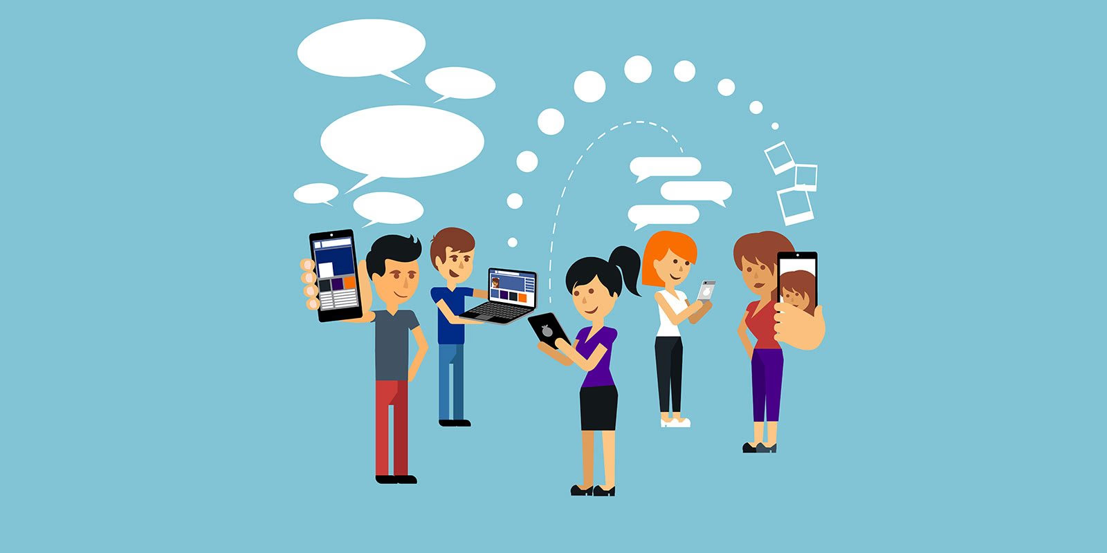 Picture showing people connected via devices