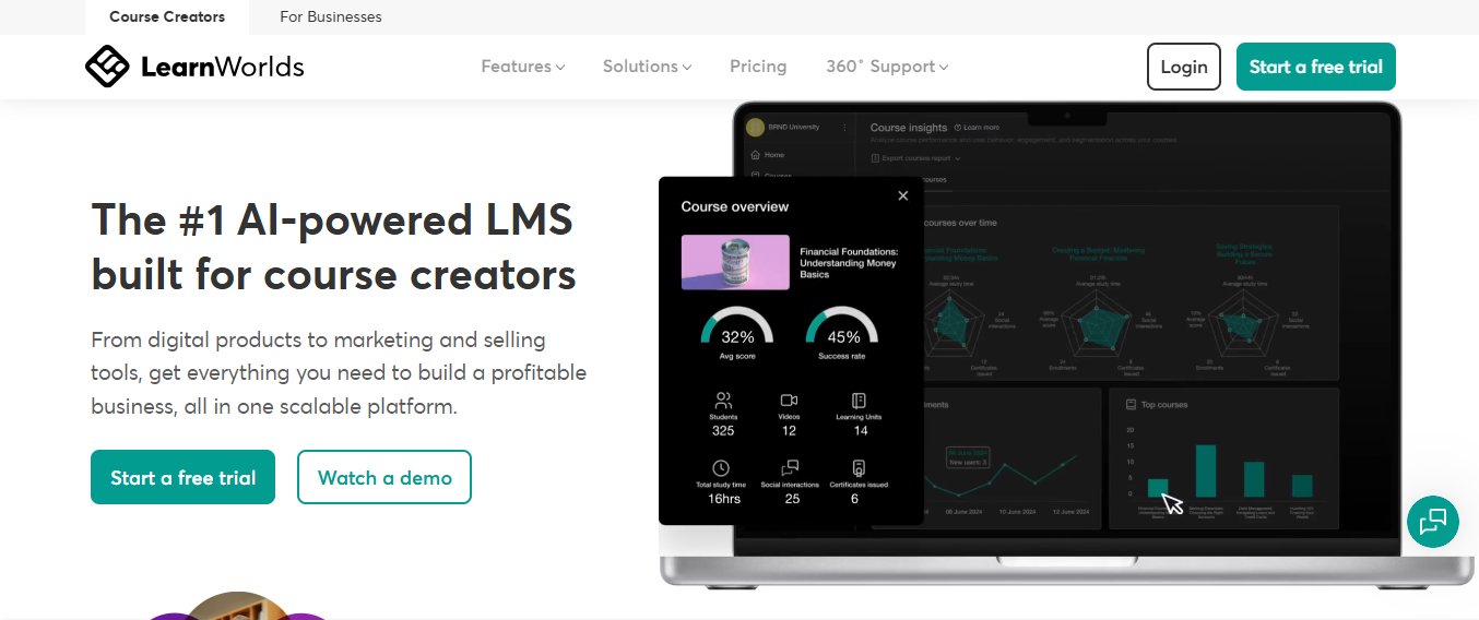 AI-Powered LMS built for course creatos