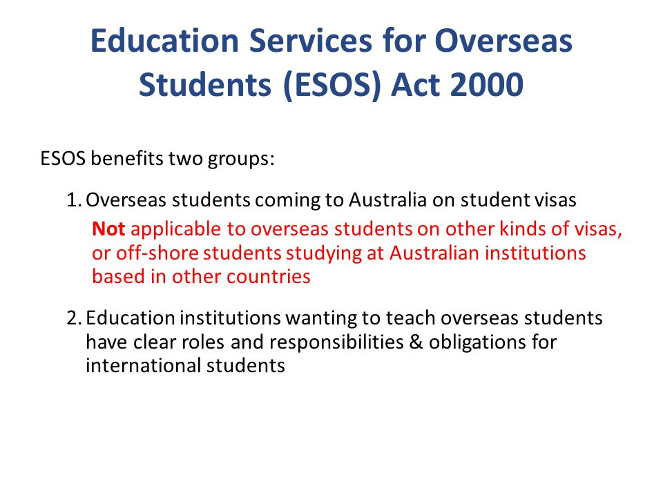 Education services for overseas student act 2000