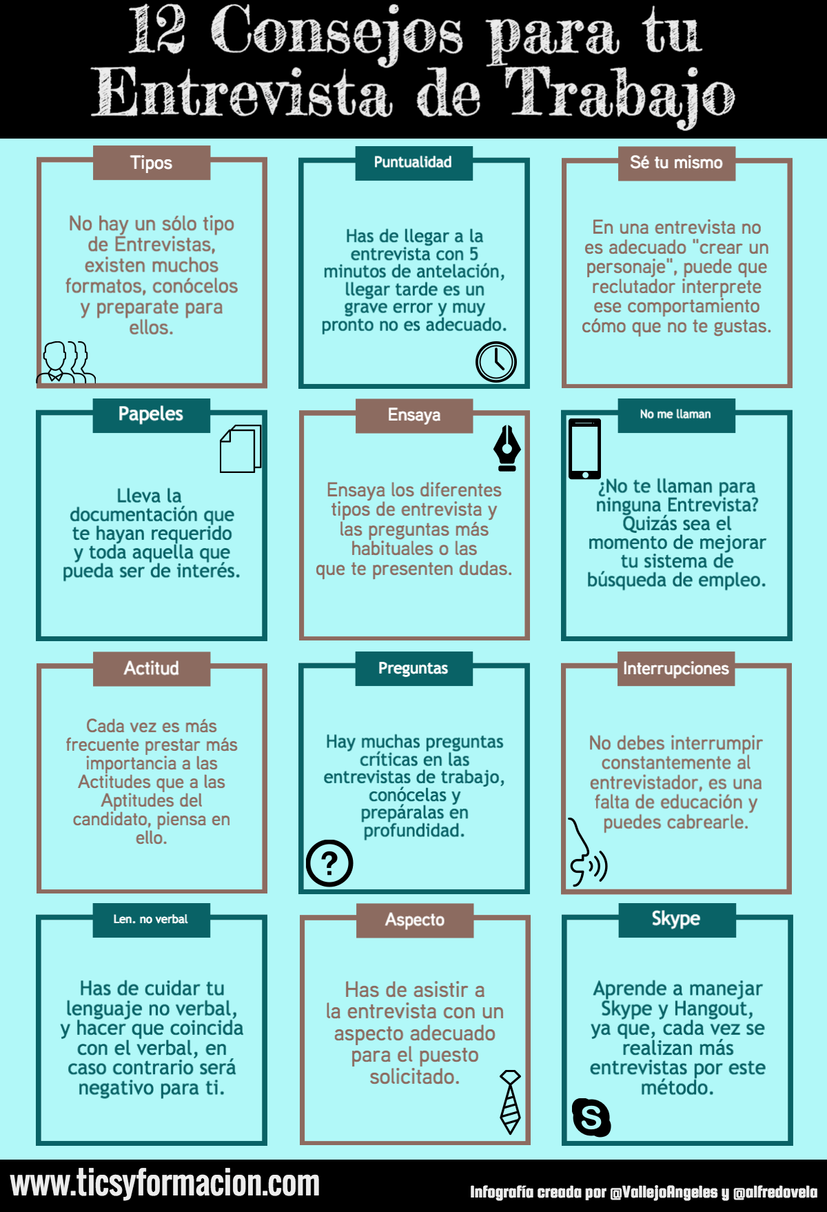 12 Consejos para tu Entrevista de Trabajo #infografia #infographic #empleo  - TICs y Formación