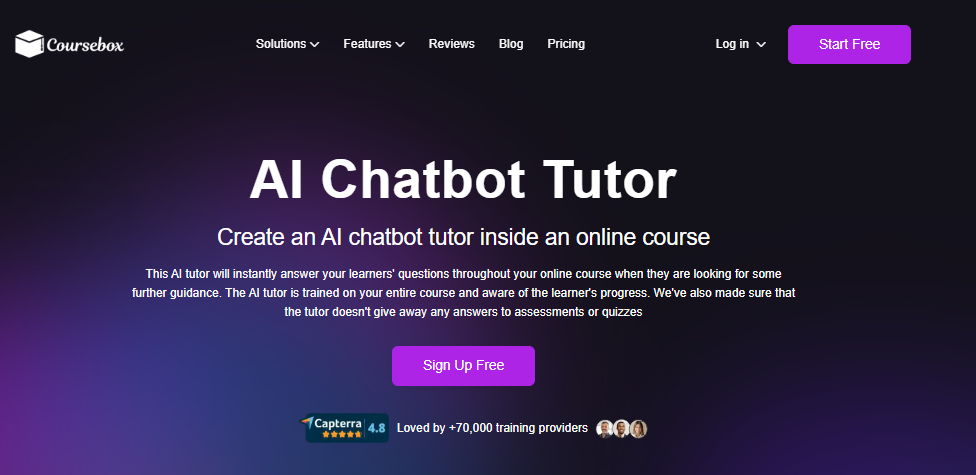 Coursebox also has an AI chatbot tutor that answers the learners’ queries in real time