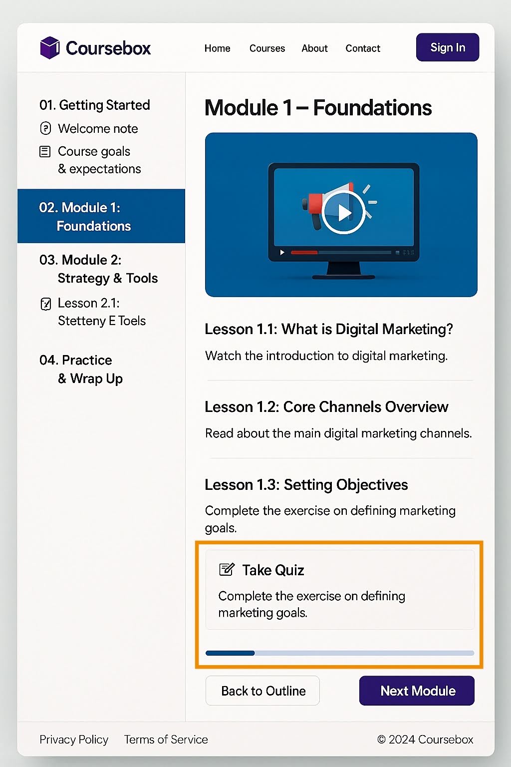 Short Quiz testing core concepts