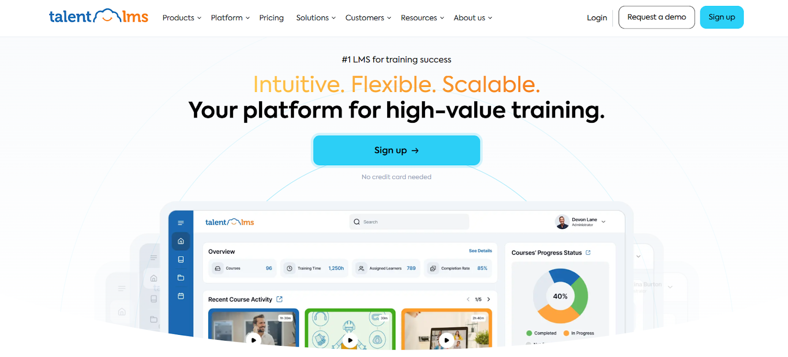 Talent LMS provides a user-friendly platform for small to mid-sized organizations to train employees, partners, or customers