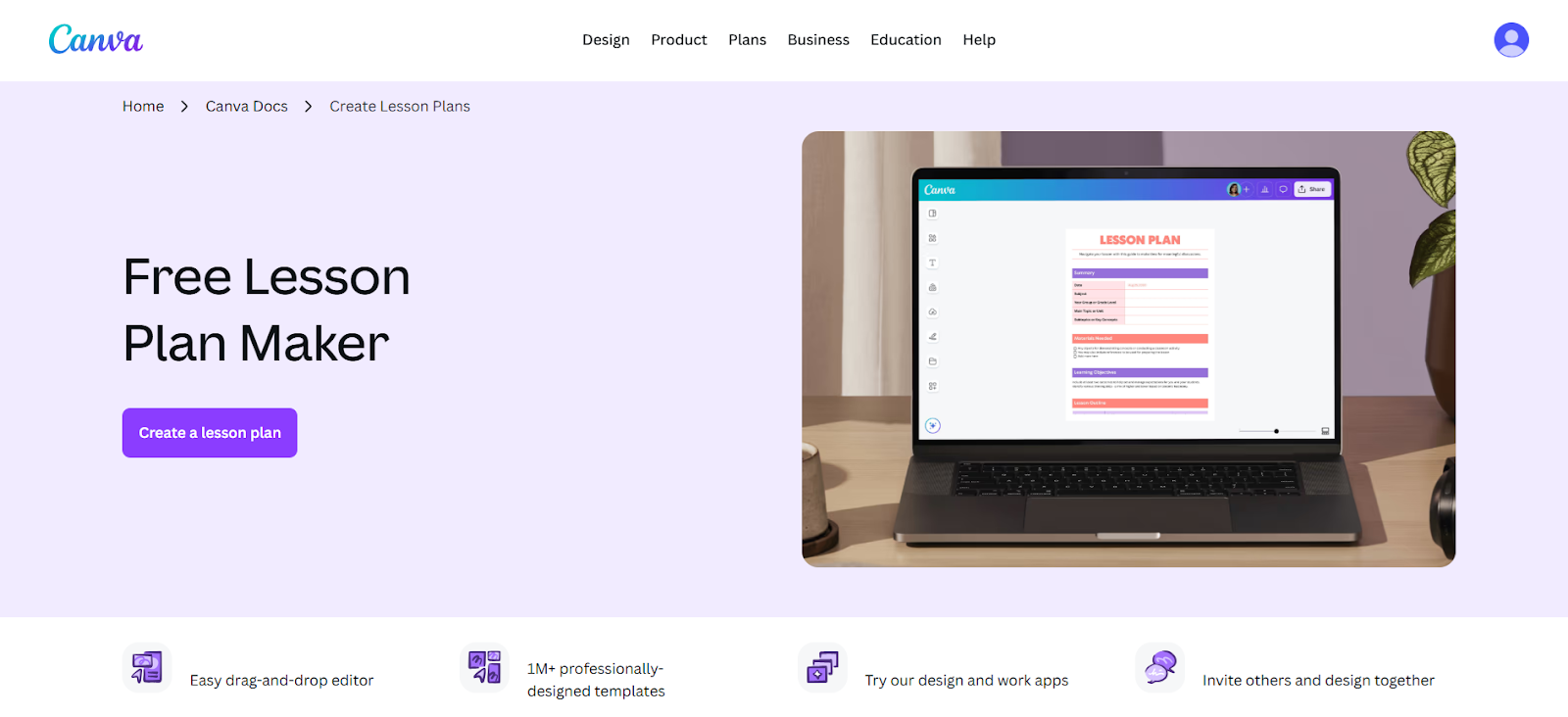 Canva free lesson plan maker