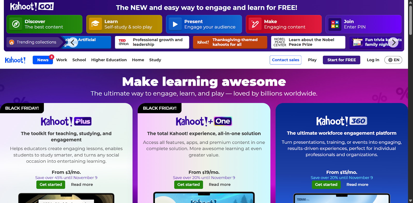 Kahoot! Landing Page